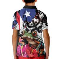 Boricua Taino Coqui Tropical Kid Polo Shirt Puerto Rico Grunge Flag - Wonder Print Shop