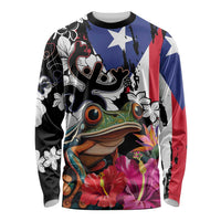 Boricua Taino Coqui Tropical Long Sleeve Shirt Puerto Rico Grunge Flag - Wonder Print Shop