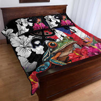 Boricua Taino Coqui Tropical Quilt Bed Set Puerto Rico Grunge Flag - Wonder Print Shop