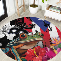 Boricua Taino Coqui Tropical Round Carpet Puerto Rico Grunge Flag