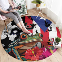 Boricua Taino Coqui Tropical Round Carpet Puerto Rico Grunge Flag