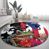 Boricua Taino Coqui Tropical Round Carpet Puerto Rico Grunge Flag