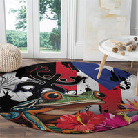 Boricua Taino Coqui Tropical Round Carpet Puerto Rico Grunge Flag