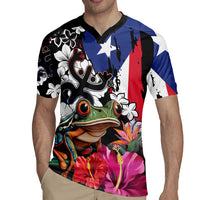Boricua Taino Coqui Tropical Rugby Jersey Puerto Rico Grunge Flag - Wonder Print Shop