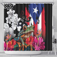 Boricua Taino Coqui Tropical Shower Curtain Puerto Rico Grunge Flag