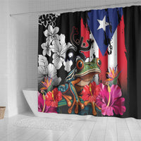 Boricua Taino Coqui Tropical Shower Curtain Puerto Rico Grunge Flag