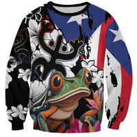 Boricua Taino Coqui Tropical Sweatshirt Puerto Rico Grunge Flag - Wonder Print Shop