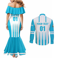 Custom Honduras Football Couples Matching Mermaid Dress and Long Sleeve Button Shirt Vamos Los Catrachos