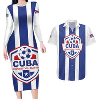 Custom Cuba Football Couples Matching Long Sleeve Bodycon Dress and Hawaiian Shirt Los Leones del Caribe