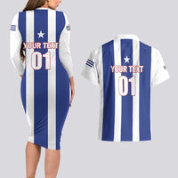 Custom Cuba Football Couples Matching Long Sleeve Bodycon Dress and Hawaiian Shirt Los Leones del Caribe