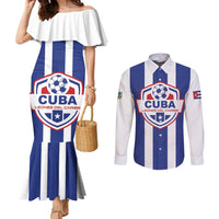 Custom Cuba Football Couples Matching Mermaid Dress and Long Sleeve Button Shirt Los Leones del Caribe