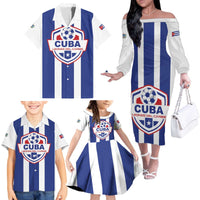 Custom Cuba Football Family Matching Off The Shoulder Long Sleeve Dress and Hawaiian Shirt Los Leones del Caribe