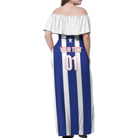 Custom Cuba Football Family Matching Off Shoulder Maxi Dress and Hawaiian Shirt Los Leones del Caribe