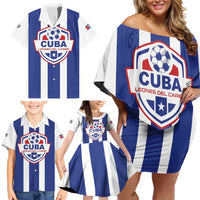 Custom Cuba Football Family Matching Off Shoulder Short Dress and Hawaiian Shirt Los Leones del Caribe