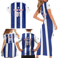 Custom Cuba Football Family Matching Short Sleeve Bodycon Dress and Hawaiian Shirt Los Leones del Caribe