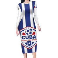 Custom Cuba Football Long Sleeve Bodycon Dress Los Leones del Caribe