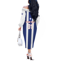 Custom Cuba Football Off The Shoulder Long Sleeve Dress Los Leones del Caribe