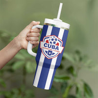 Custom Cuba Football Tumbler With Handle Los Leones del Caribe
