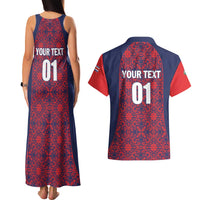 Custom Costa Rica Football Couples Matching Tank Maxi Dress and Hawaiian Shirt Los Ticos Unique Pattern