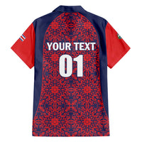 Custom Costa Rica Football Family Matching Short Sleeve Bodycon Dress and Hawaiian Shirt Los Ticos Unique Pattern