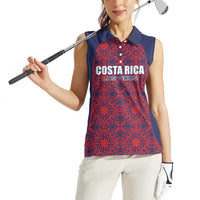 Custom Costa Rica Football Women Sleeveless Polo Shirt Los Ticos Unique Pattern