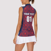 Custom Costa Rica Football Women Sleeveless Polo Shirt Los Ticos Unique Pattern