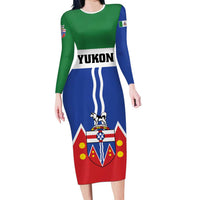 Personalized Canada Yukon Territories Long Sleeve Bodycon Dress Larger Than Life