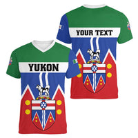 Personalized Canada Yukon Territories Women V-Neck T-Shirt Larger Than Life