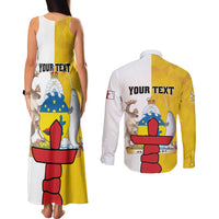Personalized Canada Nunavut Territories Couples Matching Tank Maxi Dress and Long Sleeve Button Shirt Inuktitut Our Land Our Strength