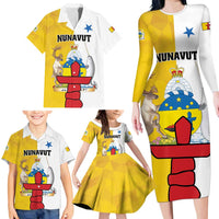 Personalized Canada Nunavut Territories Family Matching Long Sleeve Bodycon Dress and Hawaiian Shirt Inuktitut Our Land Our Strength