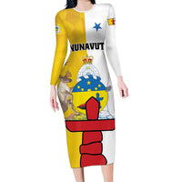 Personalized Canada Nunavut Territories Family Matching Long Sleeve Bodycon Dress and Hawaiian Shirt Inuktitut Our Land Our Strength