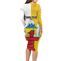 Personalized Canada Nunavut Territories Family Matching Long Sleeve Bodycon Dress and Hawaiian Shirt Inuktitut Our Land Our Strength