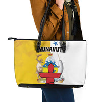 Canada Nunavut Territories Leather Tote Bag Inuktitut Our Land Our Strength