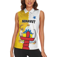 Personalized Canada Nunavut Territories Women Sleeveless Polo Shirt Inuktitut Our Land Our Strength
