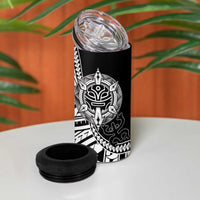 Taino Sun Traditional Tattoo 4 in 1 Can Cooler Tumbler Polynesian Pattern