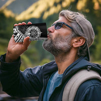 Taino Sun Traditional Tattoo 4 in 1 Can Cooler Tumbler Polynesian Pattern