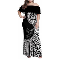 Taino Sun Traditional Tattoo Family Matching Off Shoulder Maxi Dress and Hawaiian Shirt Polynesian Pattern