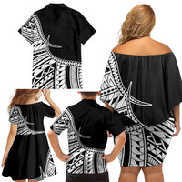 Taino Sun Traditional Tattoo Family Matching Off Shoulder Short Dress and Hawaiian Shirt Polynesian Pattern