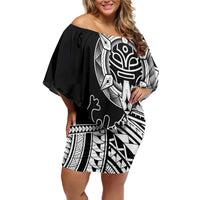 Taino Sun Traditional Tattoo Family Matching Off Shoulder Short Dress and Hawaiian Shirt Polynesian Pattern