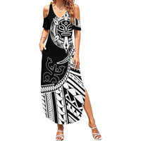 Taino Sun Traditional Tattoo Family Matching Summer Maxi Dress and Hawaiian Shirt Polynesian Pattern