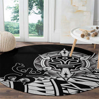 Taino Sun Traditional Tattoo Round Carpet Polynesian Pattern