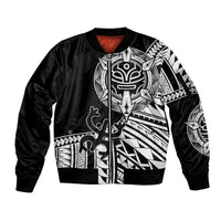 Taino Sun Traditional Tattoo Sleeve Zip Bomber Jacket Polynesian Pattern