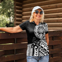 Taino Sun Traditional Tattoo Women Polo Shirt Polynesian Pattern