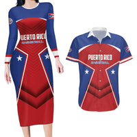 Personalized Puerto Rico Basketball Couples Matching Long Sleeve Bodycon Dress and Hawaiian Shirt Magnificos Go Champion