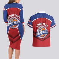 Personalized Puerto Rico Basketball Couples Matching Long Sleeve Bodycon Dress and Hawaiian Shirt Magnificos Go Champion