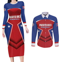 Personalized Puerto Rico Basketball Couples Matching Long Sleeve Bodycon Dress and Long Sleeve Button Shirt Magnificos Go Champion