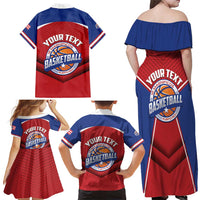 Personalized Puerto Rico Basketball Family Matching Off Shoulder Maxi Dress and Hawaiian Shirt Magnificos Go Champion