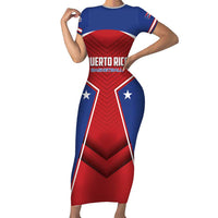 Personalized Puerto Rico Basketball Short Sleeve Bodycon Dress Magnificos Go Champion