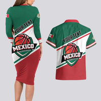 Personalized Mexico Basketball Couples Matching Long Sleeve Bodycon Dress and Hawaiian Shirt Guerreros Go Champion