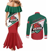 Personalized Mexico Basketball Couples Matching Mermaid Dress and Long Sleeve Button Shirt Guerreros Go Champion
